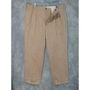 Brooks Brothers Pants Mens 38x30 Beige Advantage Chino Elliot Pleated Cuffed